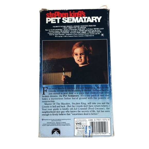 Stephen Kings Pet Sematary 1989 VHS 80s Horror Movie Home Video Tape Film - Picture 2 of 11